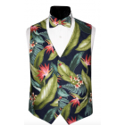 Hawaiian Islands Birds of Paradise Vest and Bow Tie Set